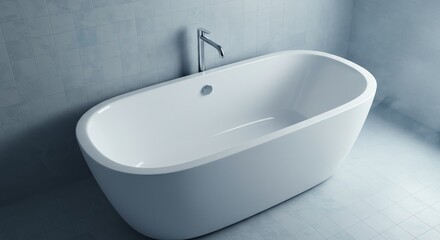 Fototapeta premium White Bathtub in Bathroom with Faucet