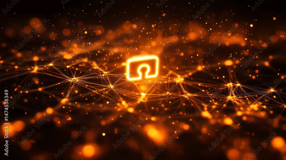 Poster dynamic digital network visualization virtual space graphic design abstract close-up technology conc