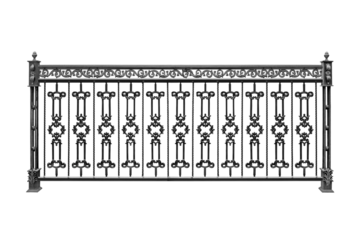 Wrought iron balcony fencing. B.