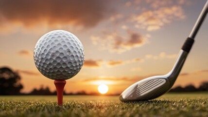 golf club and ball on green