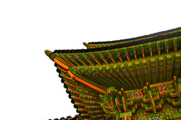Korean roof style isolate on transparent background.