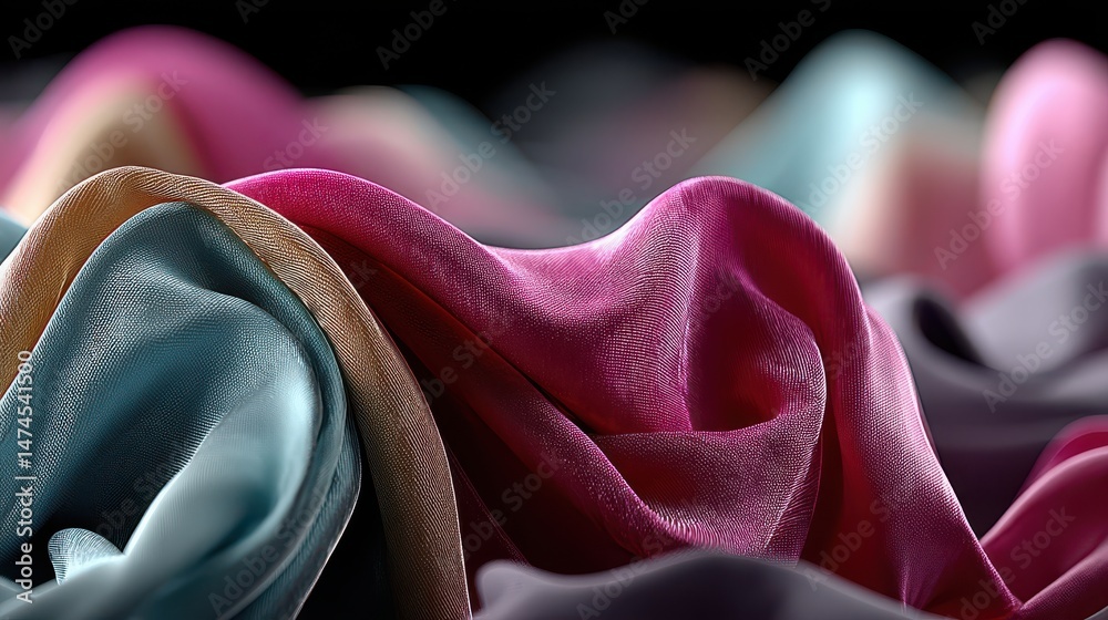 Poster blue and pink silk texture elegant background generative ai.stock image