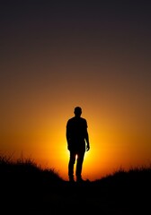 Silhouette of Person at Sunset