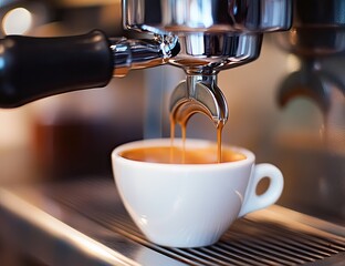 Espresso pouring into a cup