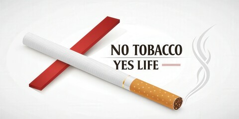 Creative minimal design poster features red cross over cigarette promoting no tobacco and a healthy lifestyle