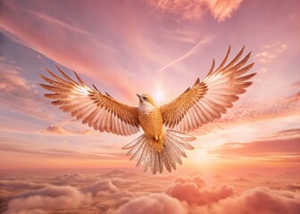 Obraz premium Majestic Bird's-Eye View: Aerial Drone Photography of a Bird in Flight