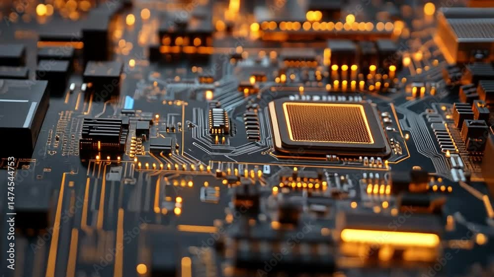 Poster illuminated tech circuit: a detailed macro shot unveils the intricate network of a computer circuit 