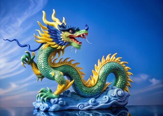 Obraz premium Majestic Dragon Sculpture on Pristine White Background - Candid Photography