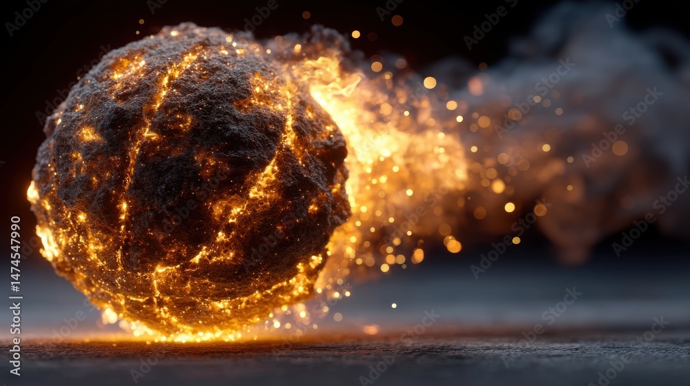 Poster burning basketball ball on fire generative ai.stock image