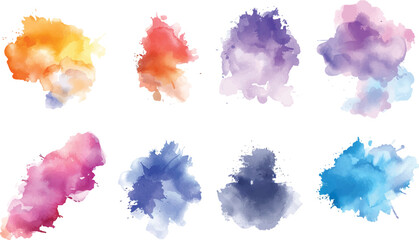 Abstract watercolor shapes on white background. Set of watercolor circles brush