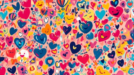 Fototapeta premium Colorful heart patterns celebrating love abstract art vibrant environment positive vibes digital illustration