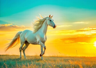 Fototapeta premium Majestic Silhouette of a Horse at Sunset - Stunning Equestrian Stock Photo