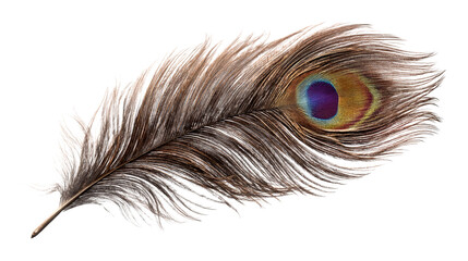 Obraz premium Elegant peacock feather with vivid colors on transparent background