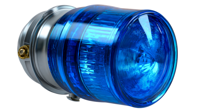 Blue rotating emergency light for safety and visibility