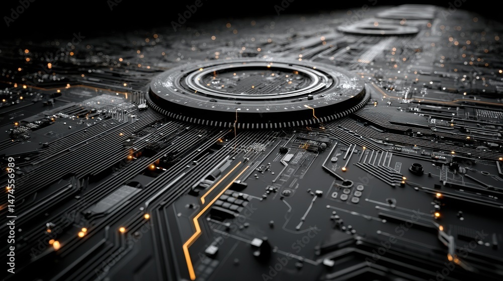 Aufkleber circuit composed of abstract graphics science and technology background.stock image