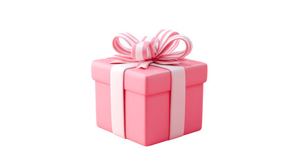 Pink gift box with ribbon on transparent background
