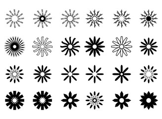 A set of black and white flowers.