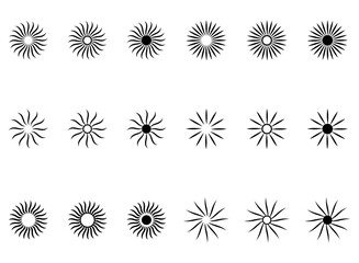 A set of abstract floral or flower elements.