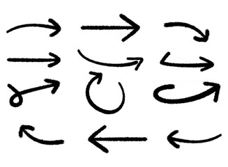 Hand-drawn arrows set.