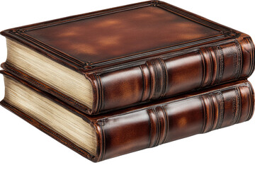 Obraz premium Two antique leather-bound books stacked (1)