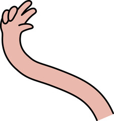 Funky long arm with hand v-sign illustration	
