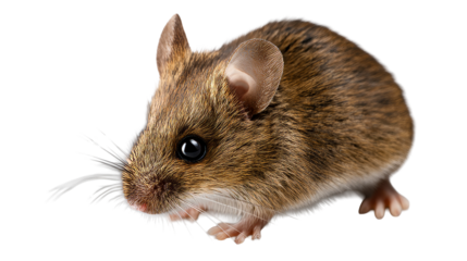 Small brown mouse with bright eyes and detailed fur