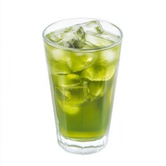 Iced Green Tea in a Clear Glass with Ice Cubes