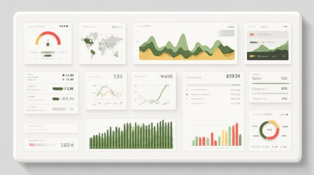 Modern dashboard interface displaying data visualization with charts and graphs in detail