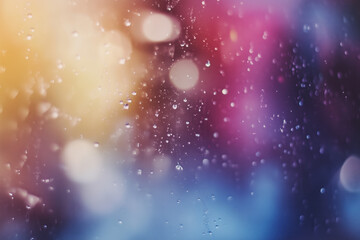 Obraz premium Water droplets gracefully fall against a blurred background. Nighttime bokeh creates a magical and mysterious atmosphere, evoking romance and wonder.