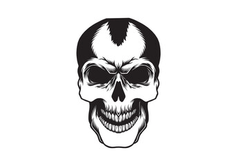 set of human skulls black and white vector. Silhouette shapes of skulls illustration.