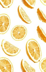 Fresh lemon slices in a repeating pattern.  Detailed sections showcase the citrus fruit's interior texture and seeds