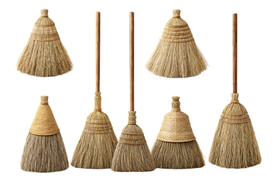 Eco-Friendly Straw Broom with Organic Detailing