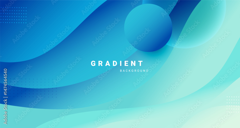 Poster flowing blue gradient background with abstract waves