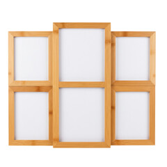 Fototapeta premium Light brown frame with six windows for displaying photos, arranged in a connected style