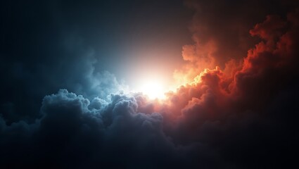 Obraz premium Dramatic Sky with Contrasting Clouds Warm Orange and Cool Blue