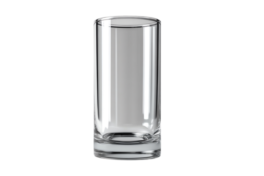Clear glass tumbler, white isolate background