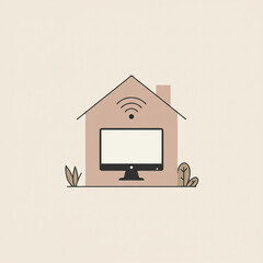 원격 근무를 위하 와이파이 환경을 구축하고 있는 아이콘