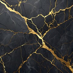 "Elegant black marble with striking gold veins."