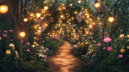 there is a pathway with stairs and flowers in the middle, beautiful render of a fairytale, enchanted magical fantasy