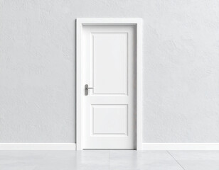 White door mock up isolated on white background, copy space