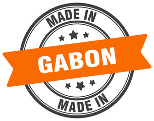 Made in Gabon round sign. Made in Gabon stamp.