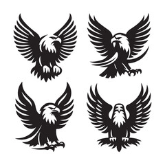 Fototapeta premium Black Eagle Icons Vector Set