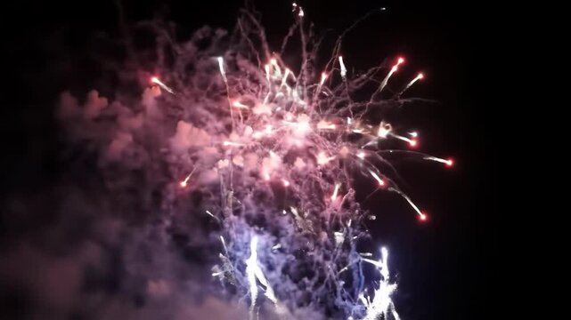 Fireworks Display at Night. Happy 4t of July Fireworks. USA National Day Fireworks.
