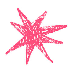 Pink abstract brush shapes with doodle stars, flowers, and geometric elements. Fun and modern hand-drawn collage in a colorful organic style. Flat vector illustration isolated on white background. © Viktoria