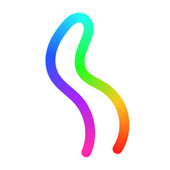 Abstract wavy lines with colorful gradient ribbon shapes, organic squiggle pattern, playful doodle elements in a 3D rainbow design. Flat vector illustration isolated on white background.