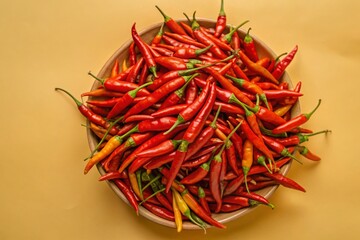 Panoramic Top View of Spicy Red Chili Peppers at a Vibrant Market