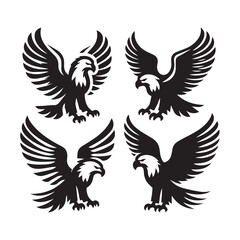 Obraz premium Black Eagle Icons Vector Set