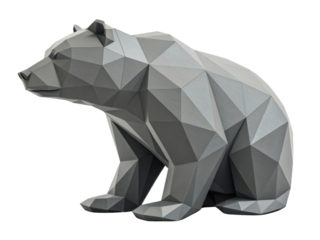 Geometric bear sculpture stands proudly, showcasing its angular design and modern aesthetic, perfect for art lovers and decor enthusiasts