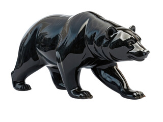 Fototapeta premium Sleek black bear figurine symbolizes strength and resilience, perfect for enhancing any market display or home decor