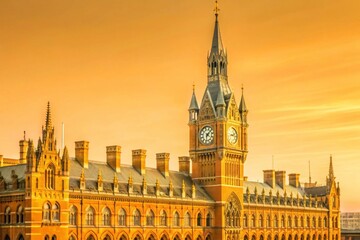 Obraz premium Panoramic View of St Pancras Station Clock Tower, London